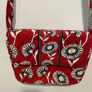 Vera Bradley Deco Daisy Red Quilted Crossbody Bag
